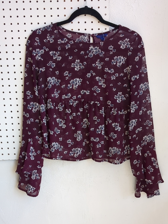 Aeropostale Tops - Aeropostale Burgundy Floral Blouse